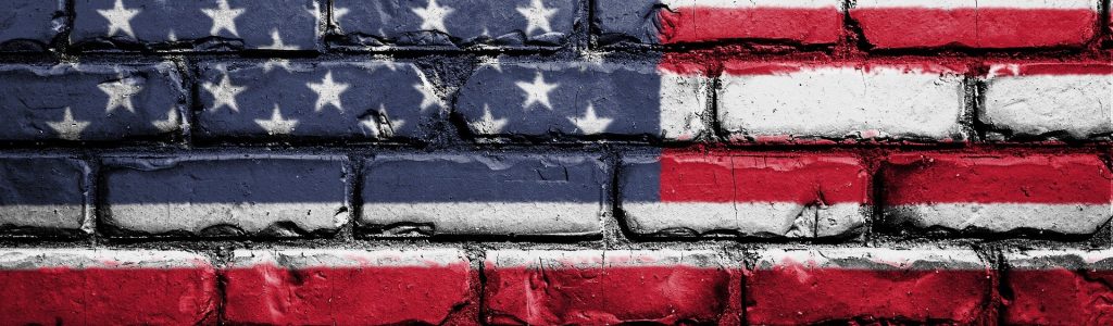 USA Flag painted on brick wall